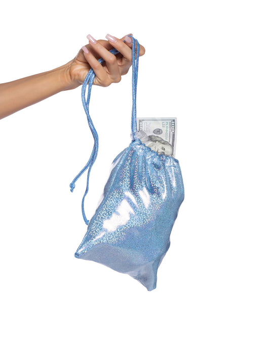 Black Shimmer Money Bag in reflective for rave looks