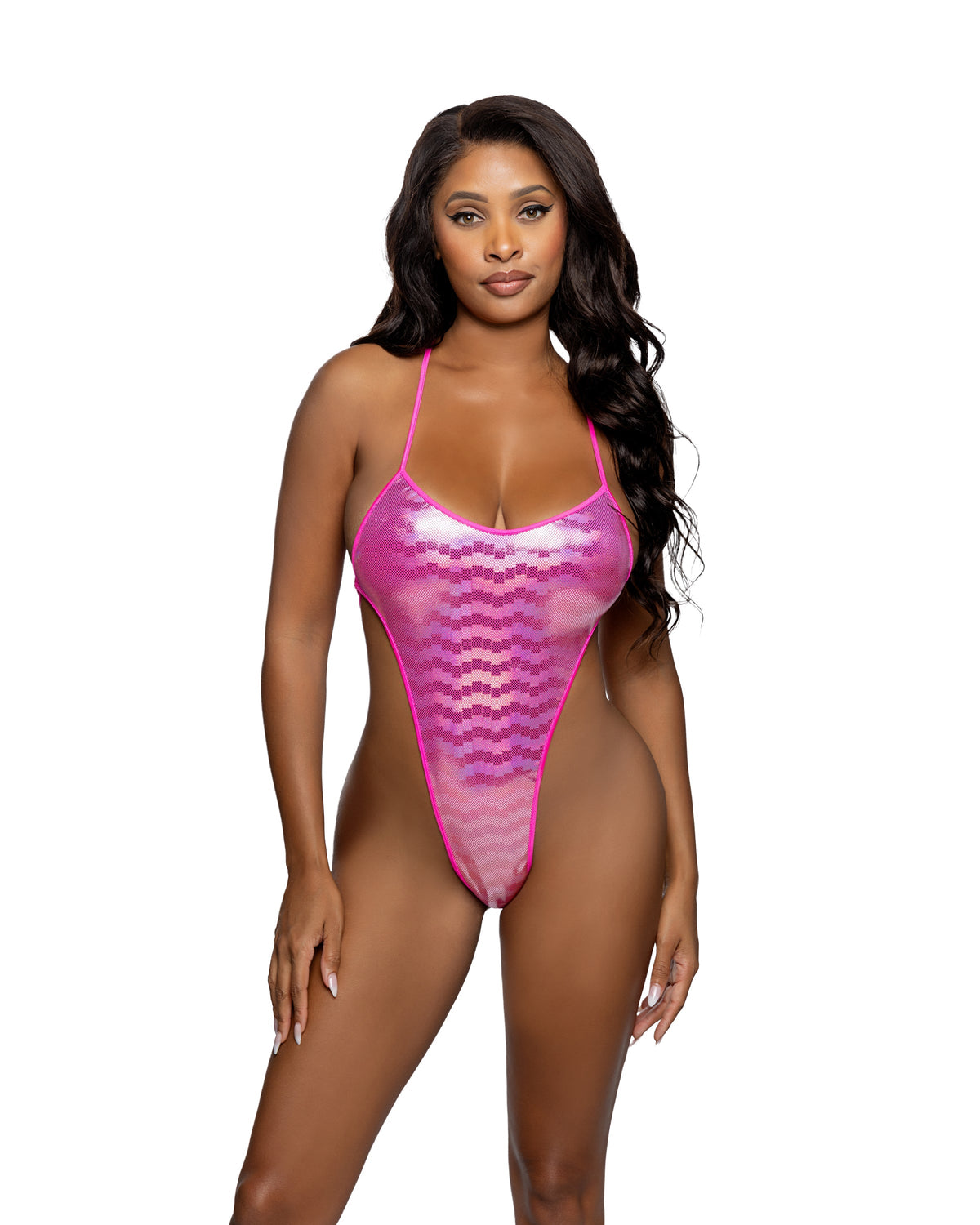 Shimmer String-Back High Cut 1PC Bodysuit
