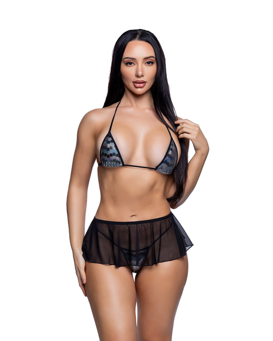 Black Mesh Flutter Skirt Cover-Up in mesh for rave looks