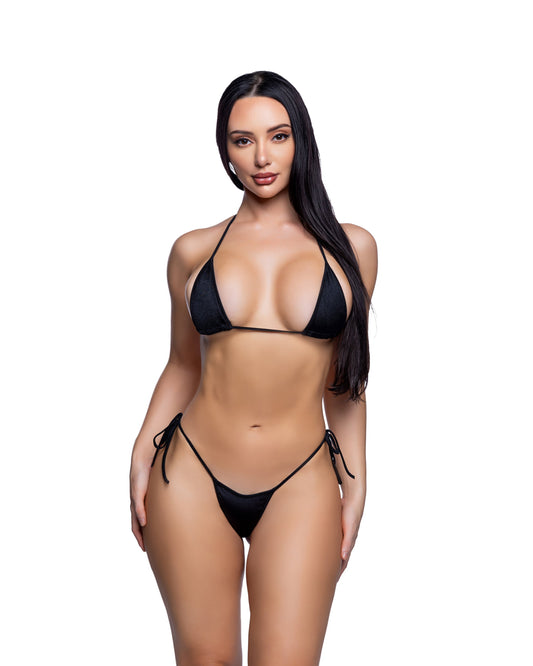 Baby Blue 2PC Tie-Side Bikini Set Sexy String Rave Swimwear in spandex for rave looks