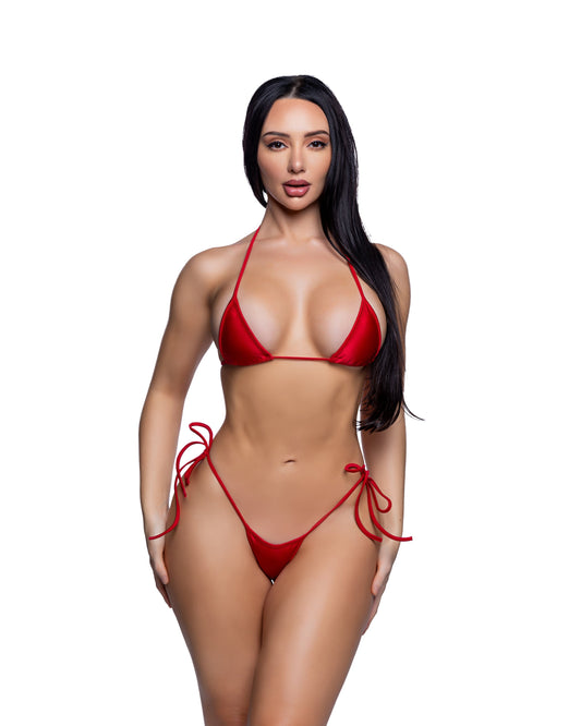 Baby Blue 2PC Tie-Side Bikini Set Sexy String Rave Swimwear in spandex for rave looks