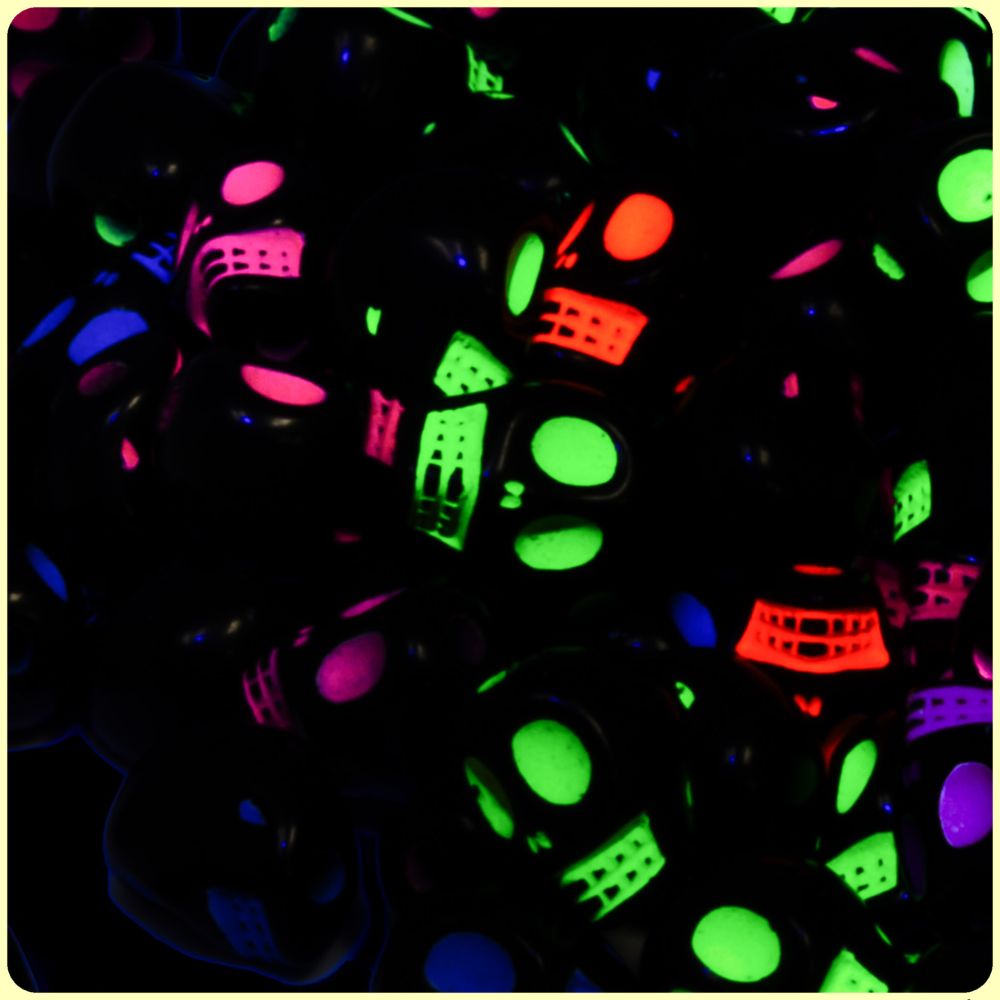 Black UV Skeleton Head Beads (75 Pack)
