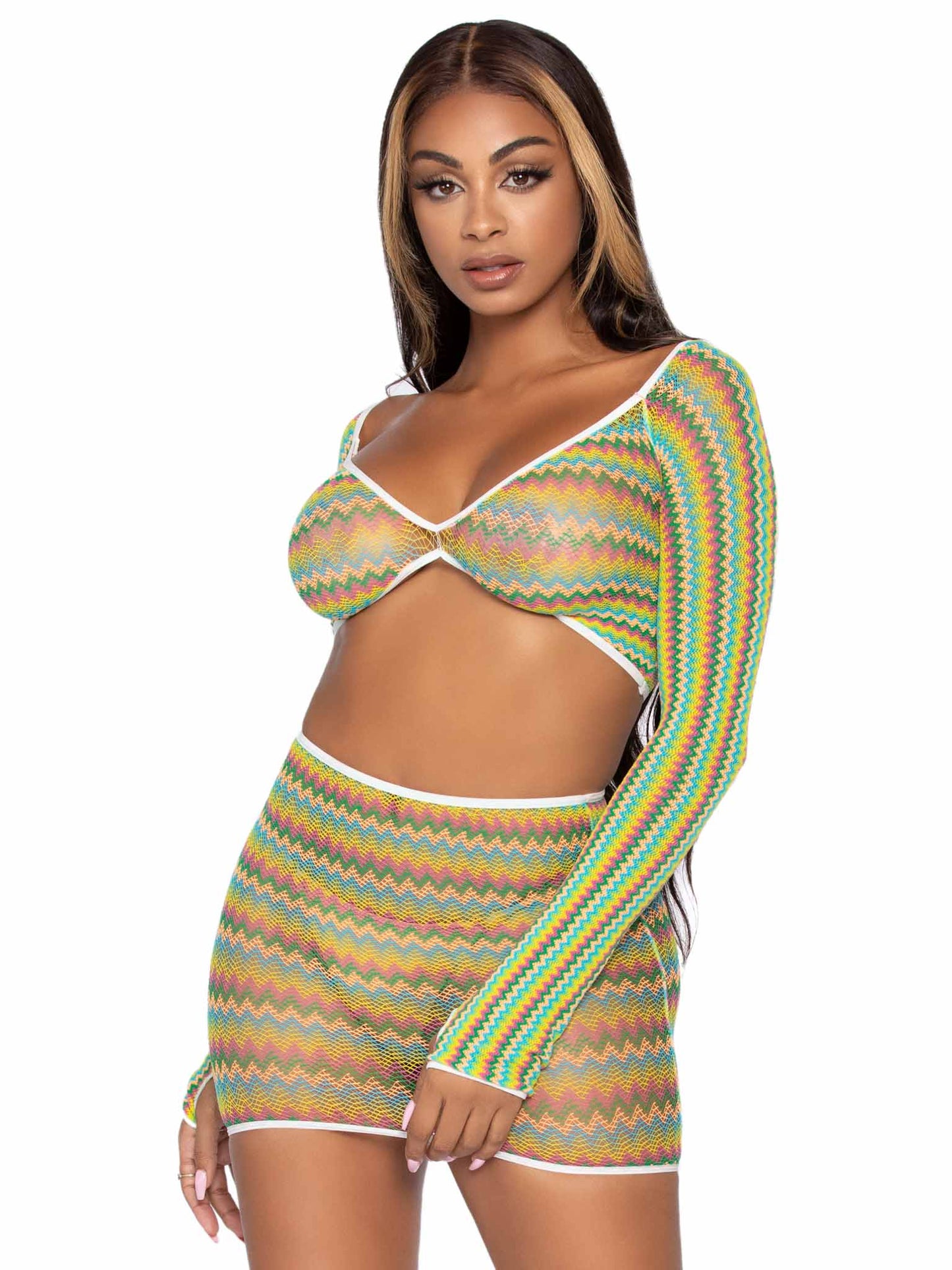 Summer Romance Net Top & Skirt Set