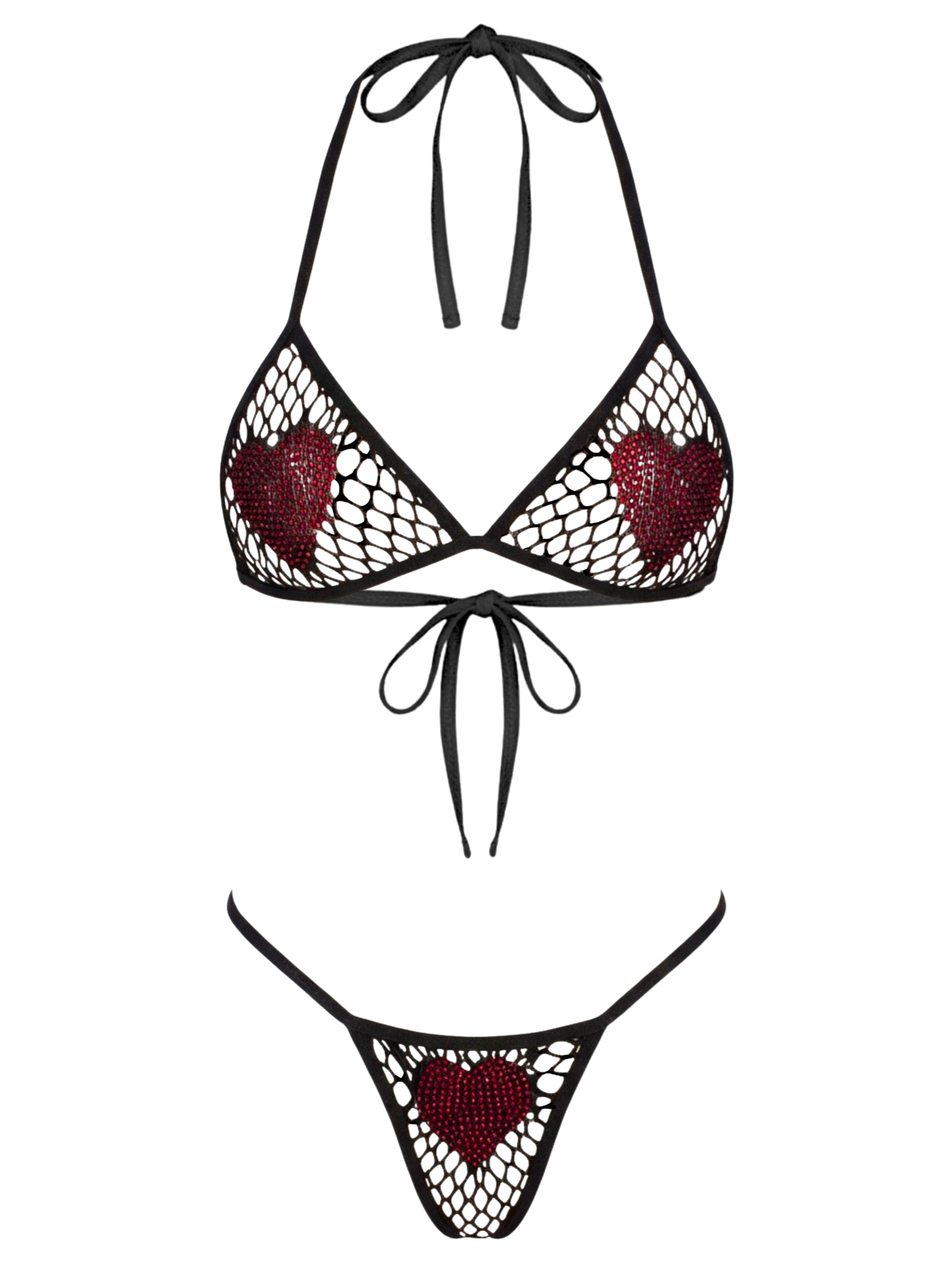 All Heart Fishnet Bikini Set