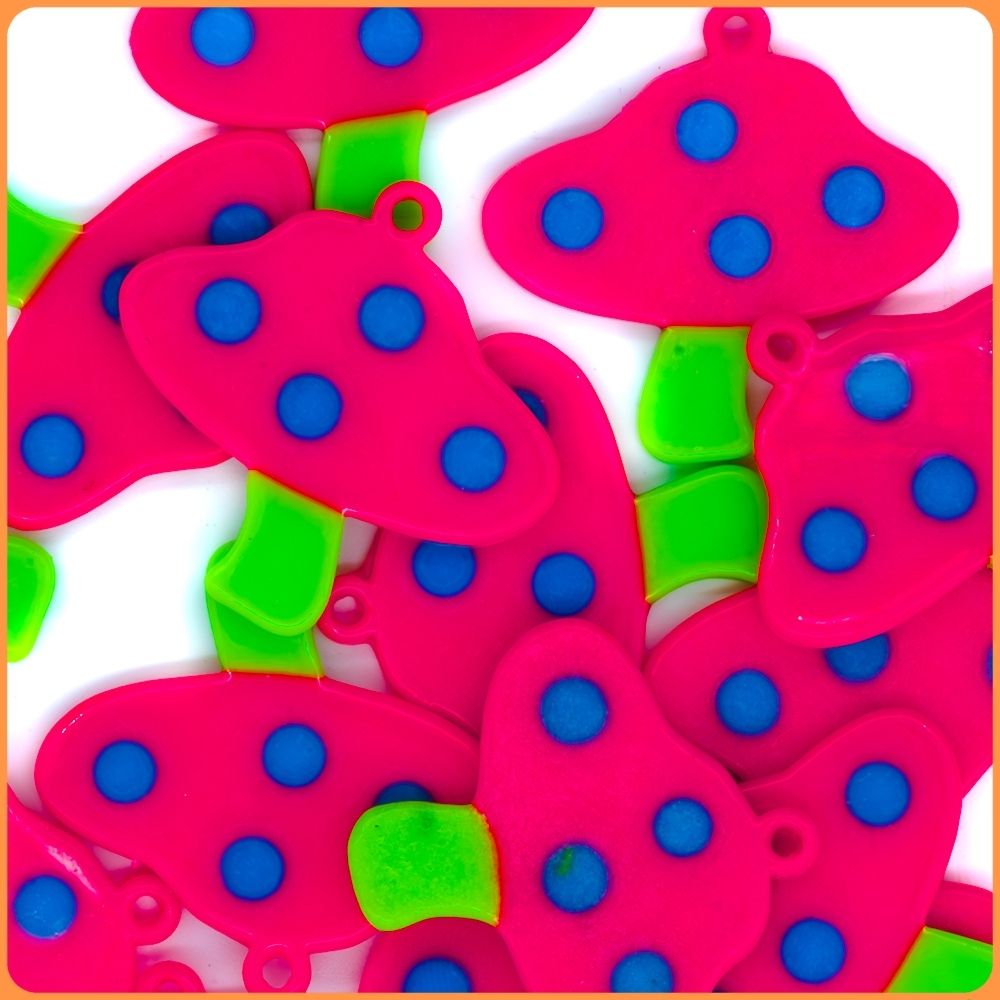 Pink Mushroom Kandi Charm