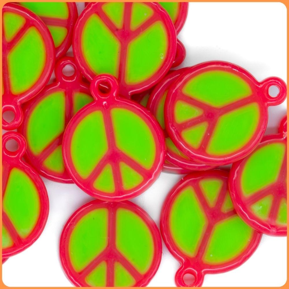 Pink Peace Sign Kandi Charm