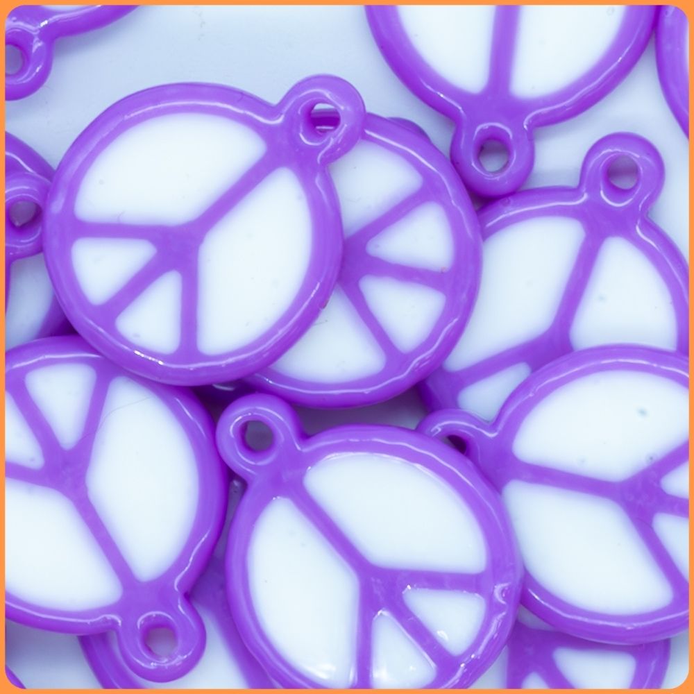 Purple Peace Sign Kandi Charm