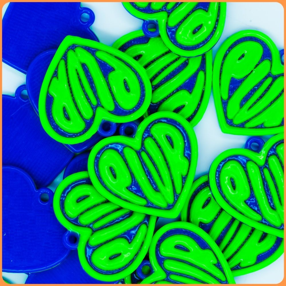Blue PLUR Heart Kandi Charm