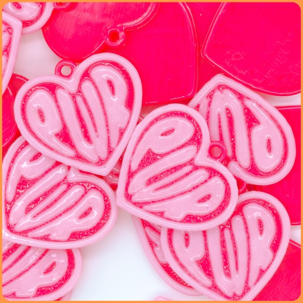 Pink PLUR Heart Kandi Charm