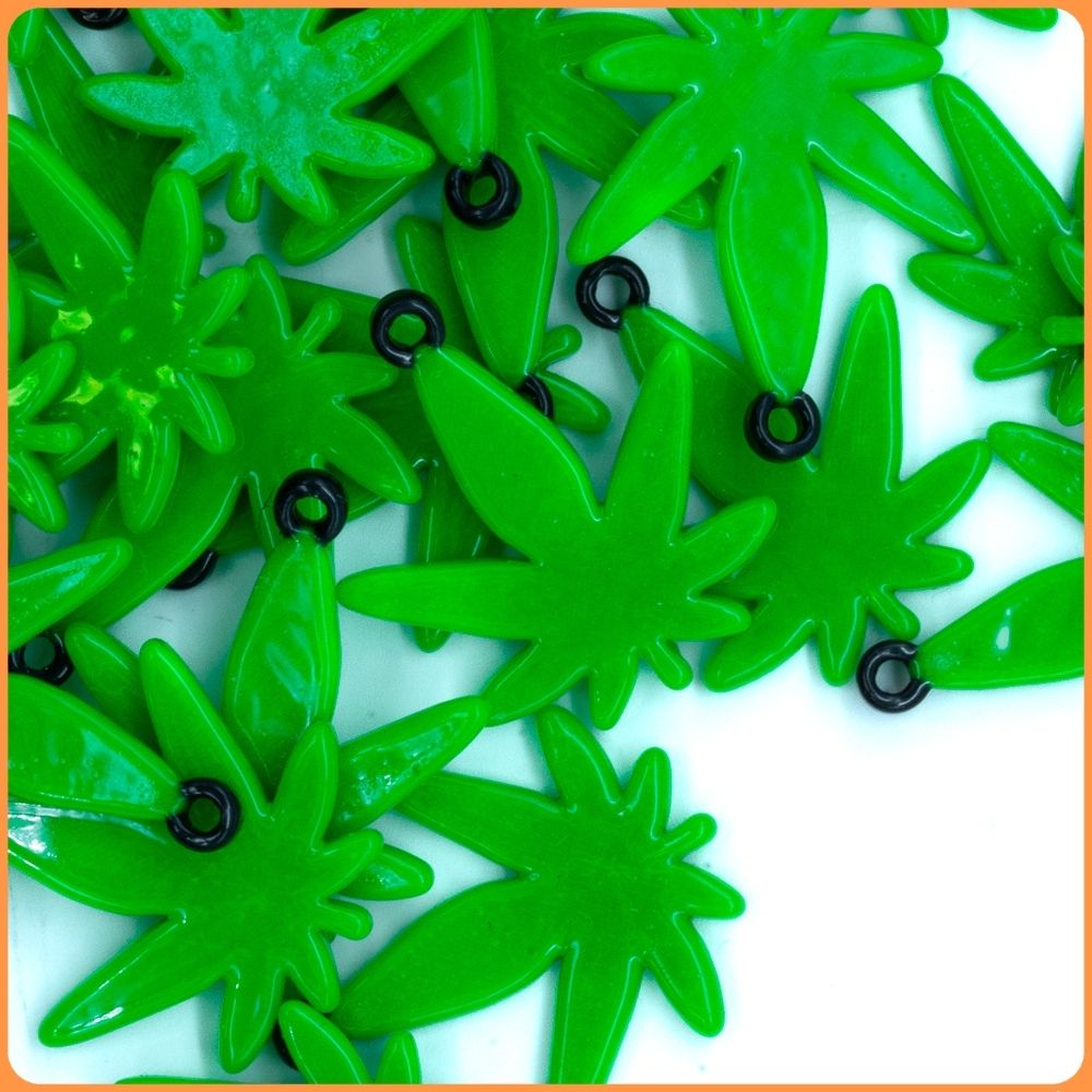 Dark Green Weed Kandi Charm