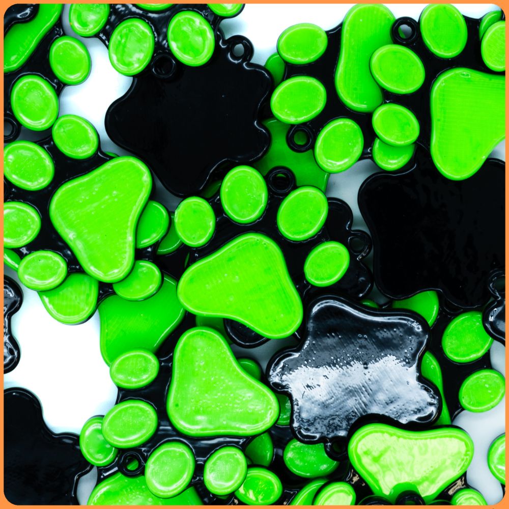 Green Robo Kitty Paw Kandi Charm