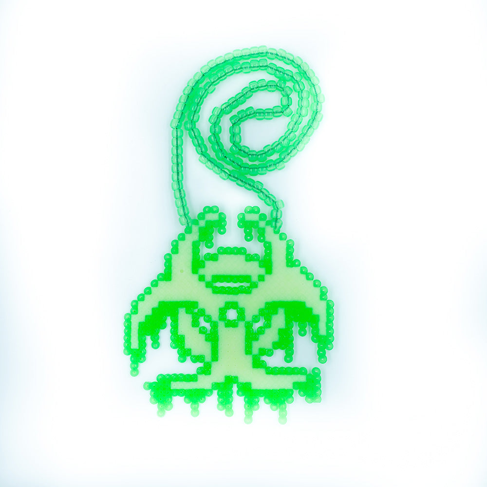 Glowing Biohazard Perler Necklace (Medium)