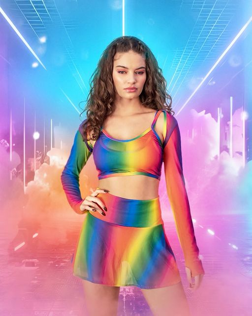 Rainbow Mesh Shrug