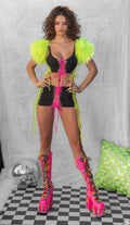 Neon Glow Lace-Up Skirt