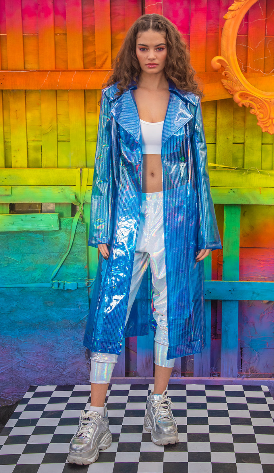 Vinyl Rave Trench Coat