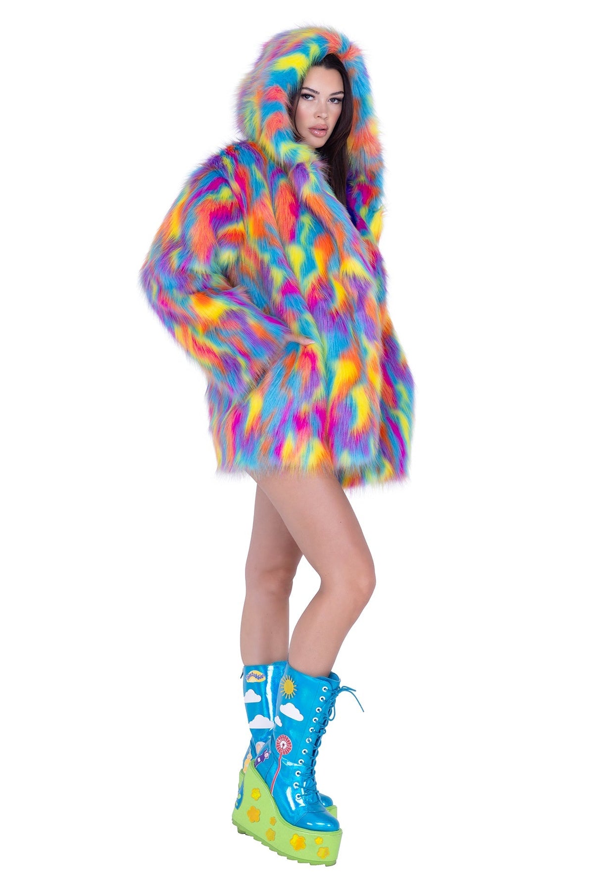 Hooded Faux Fur Coat