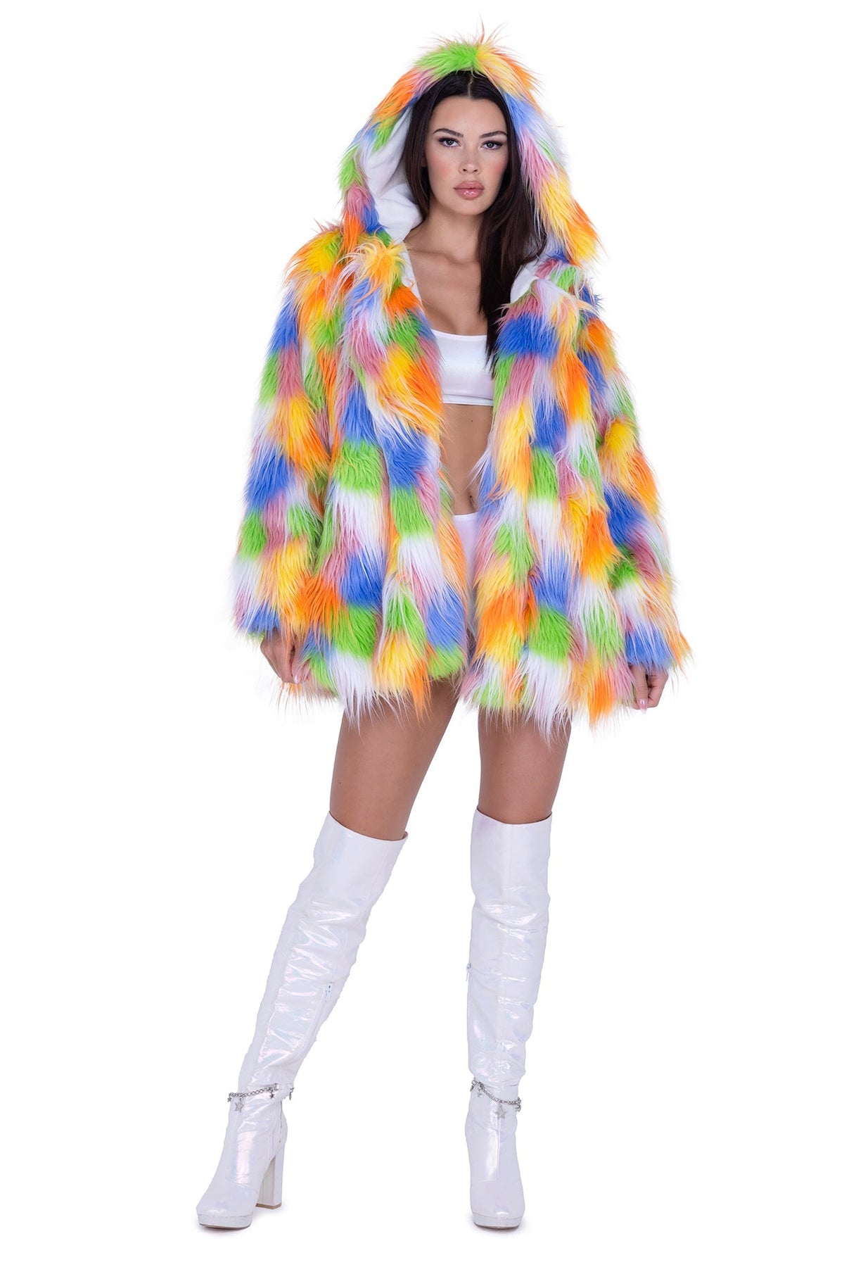 Hooded Faux Fur Coat