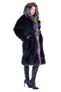Faux Fur Mid-Length Hooded Rave Coat