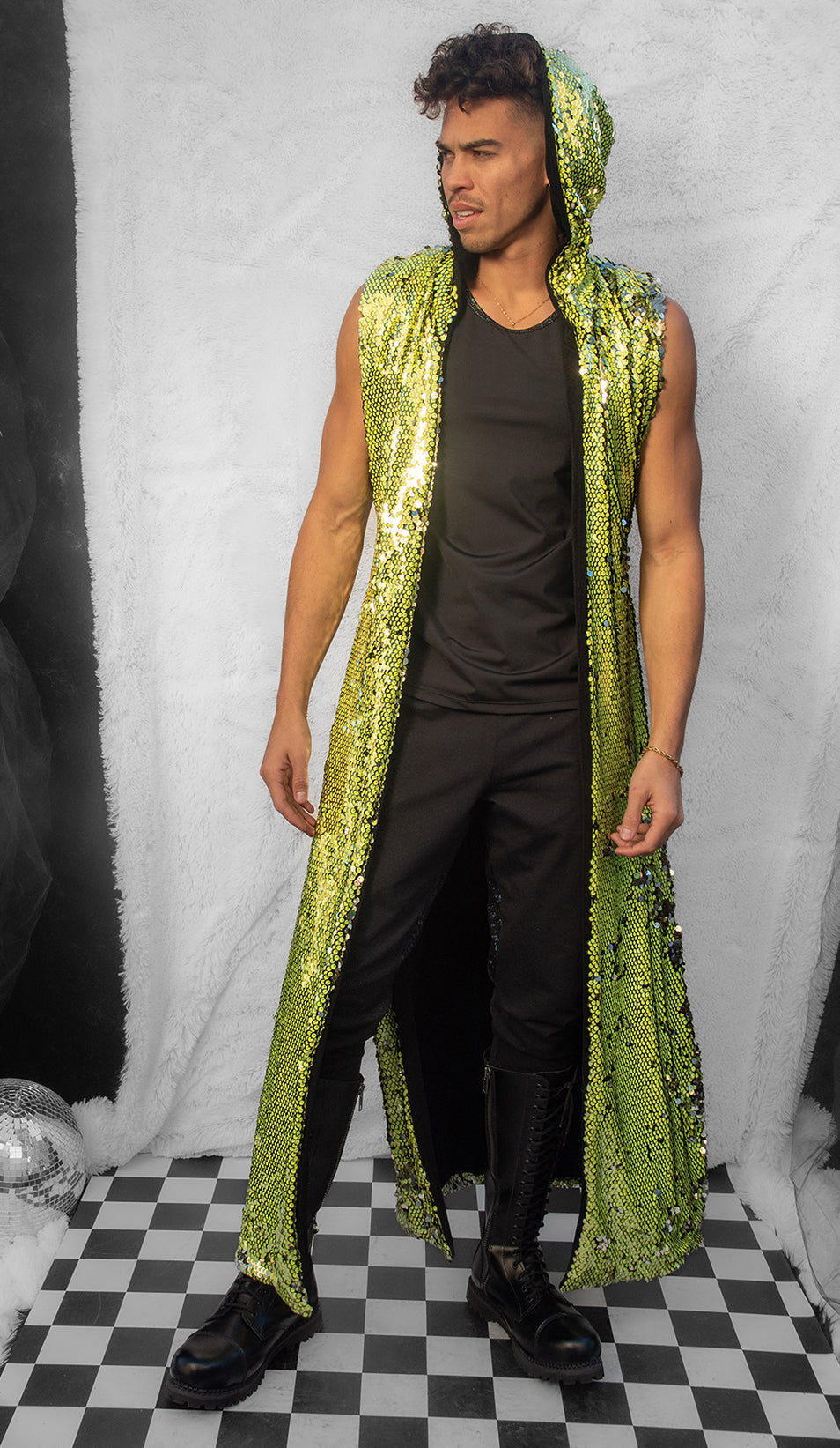 Unisex Sequin Hooded Coat