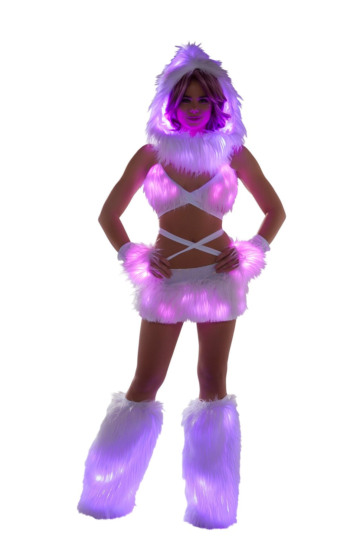 Light-Up Faux Fur Wrap Top