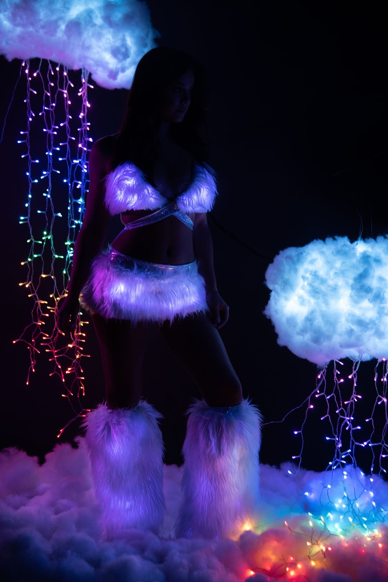 Light-Up Faux Fur Wrap Top
