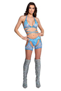 High-Waist Lace-Up Chap Shorts
