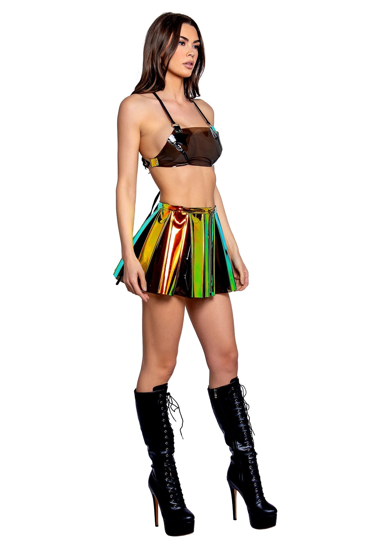 Vinyl Pleated Skirt
