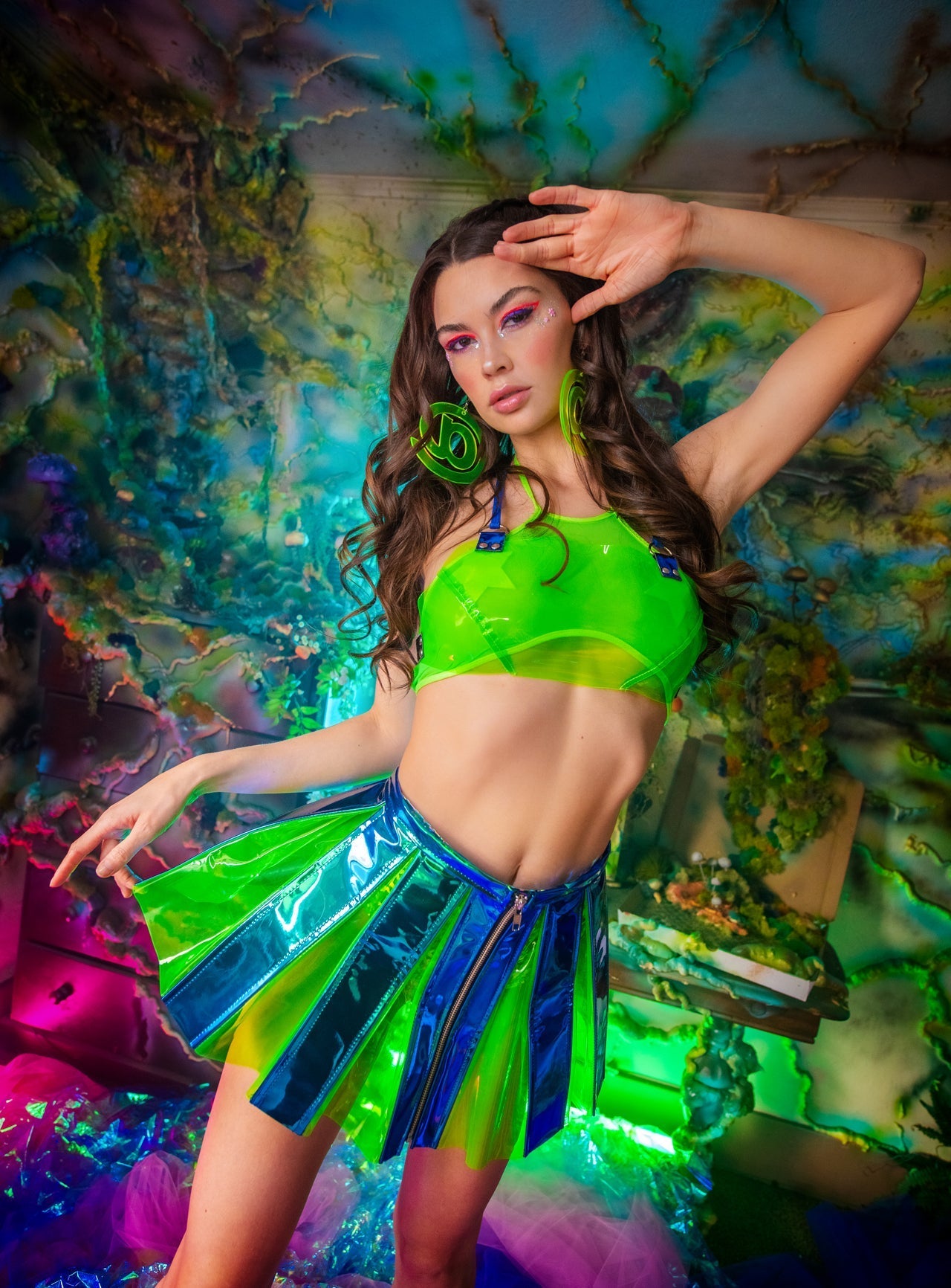 Vinyl Pleated Skirt