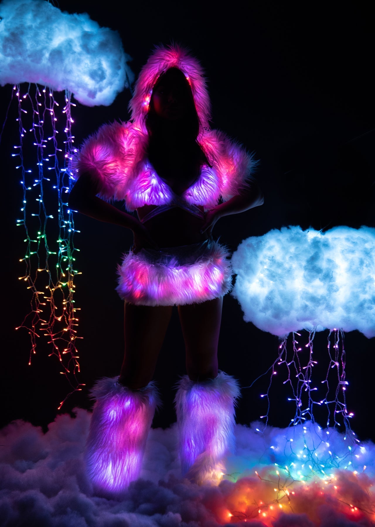 Light-Up Faux Fur Wrap Top