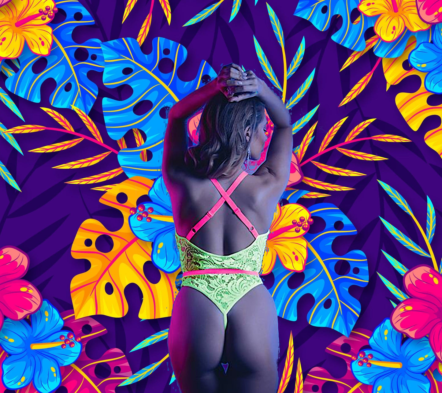Glow Black Light Spotlight Lace Teddy