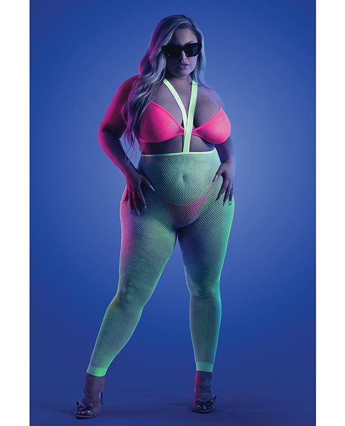 Glow Come Alive Rave Outfit Set with Suspender, Pants, Bralette & G-String