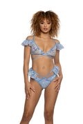 Sequin Lace Ruffle Wrap Top
