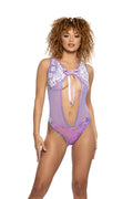 Sequin Velvet & Mesh Bow Bodysuit