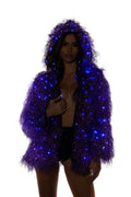 Electric Euphoria Light-Up Shag Hooded Coat
