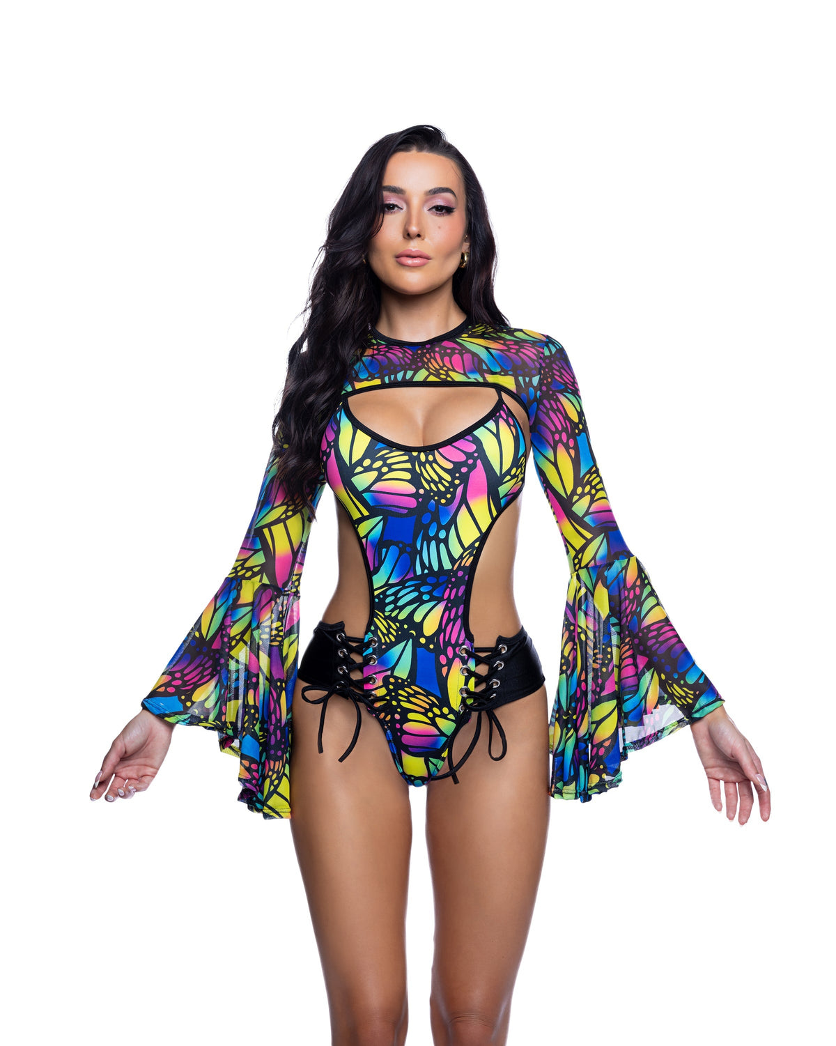 Psychedelic Print Bell Sleeve Rave Shrug