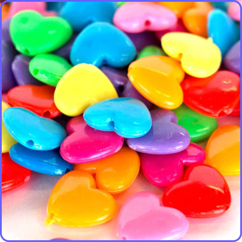 Multicolor Love Heart Beads (50 Pack)