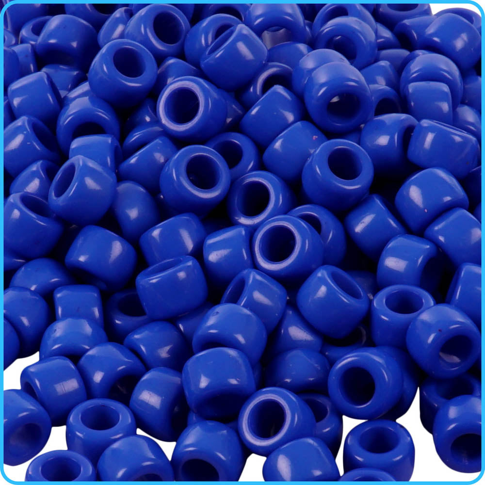 Navy Blue Opaque Pony Beads (9mm, 300 Pack)