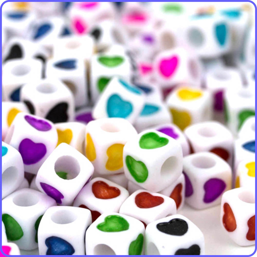 Cube Heart Beads (150 Pack)