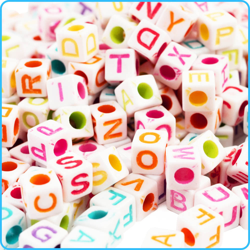 Alphabet Multicolor Cube Beads (6mm, 300 Pack)