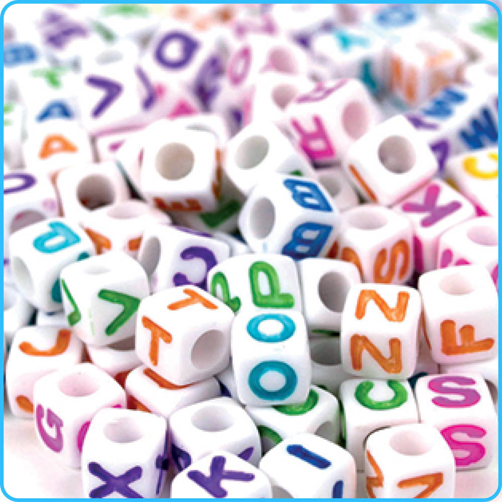 Alphabet Rainbow Cube Beads (7mm, 300 Pack)