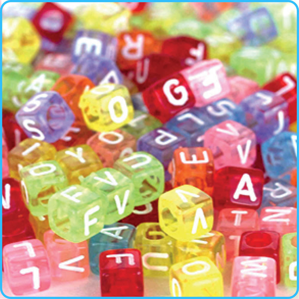 Alphabet Translucent Rainbow Cube Beads (6mm or 7mm, 300 Pack)