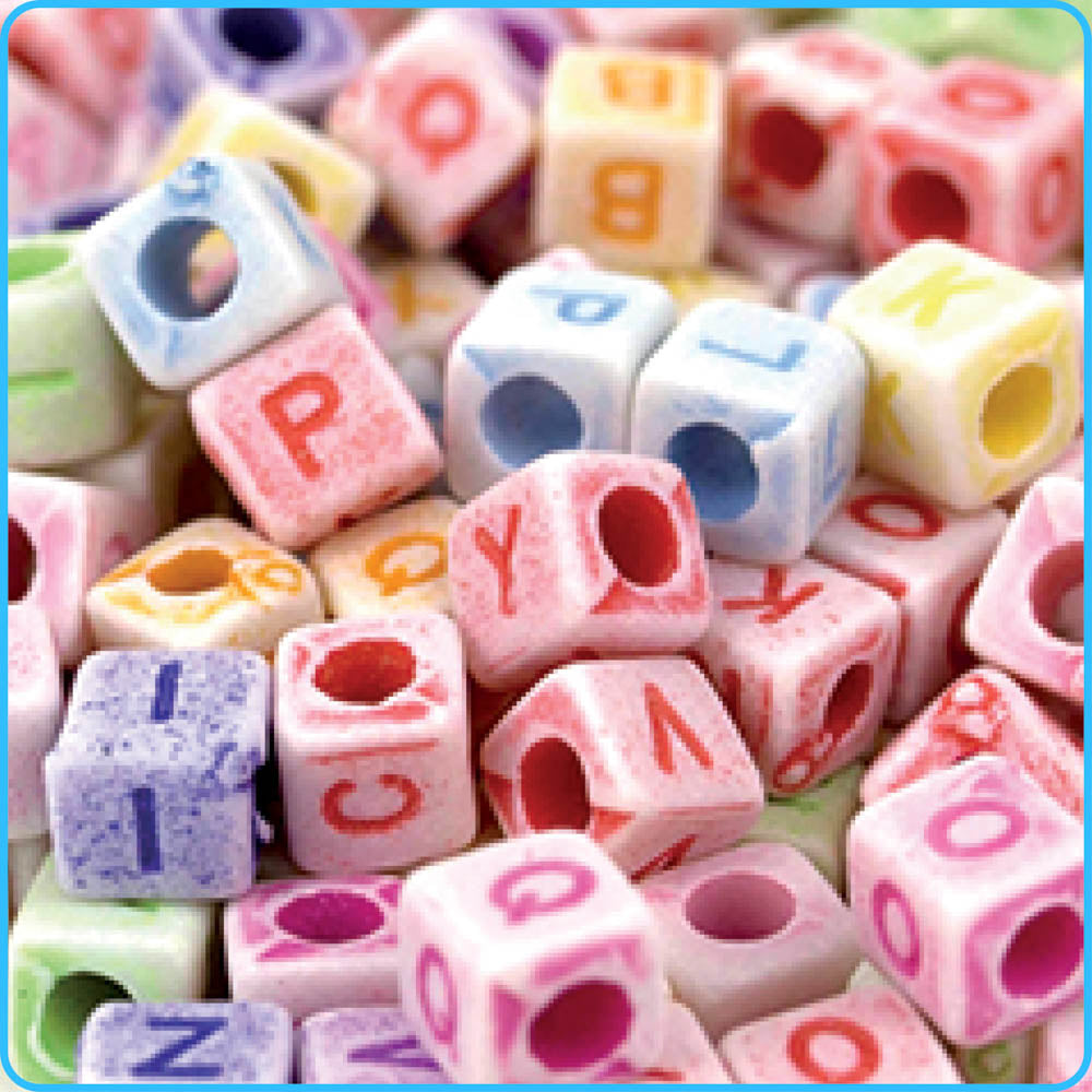 Alphabet Pastel Cube Beads (300 Pack)