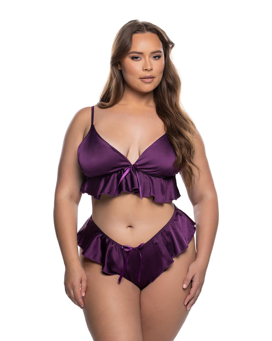 Purple Sweet Flutter Set in satin for rave looks