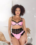 2PC Embroidery & Satin Bralette Set