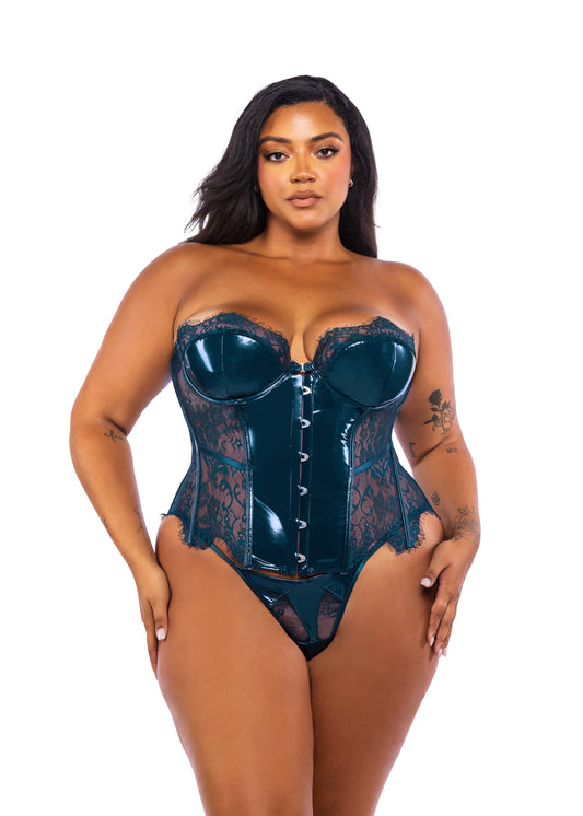 Teal Eden Bustier 2-Piece Set in lace for rave looks