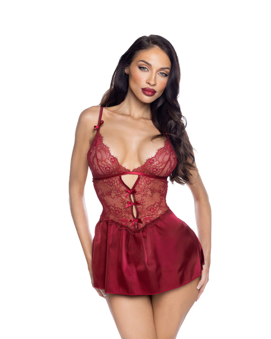 Black Paradise Dream Babydoll 2-Piece Set in satin for rave looks