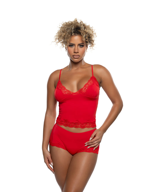 Red Essentials Set Cami in lace for rave looks
