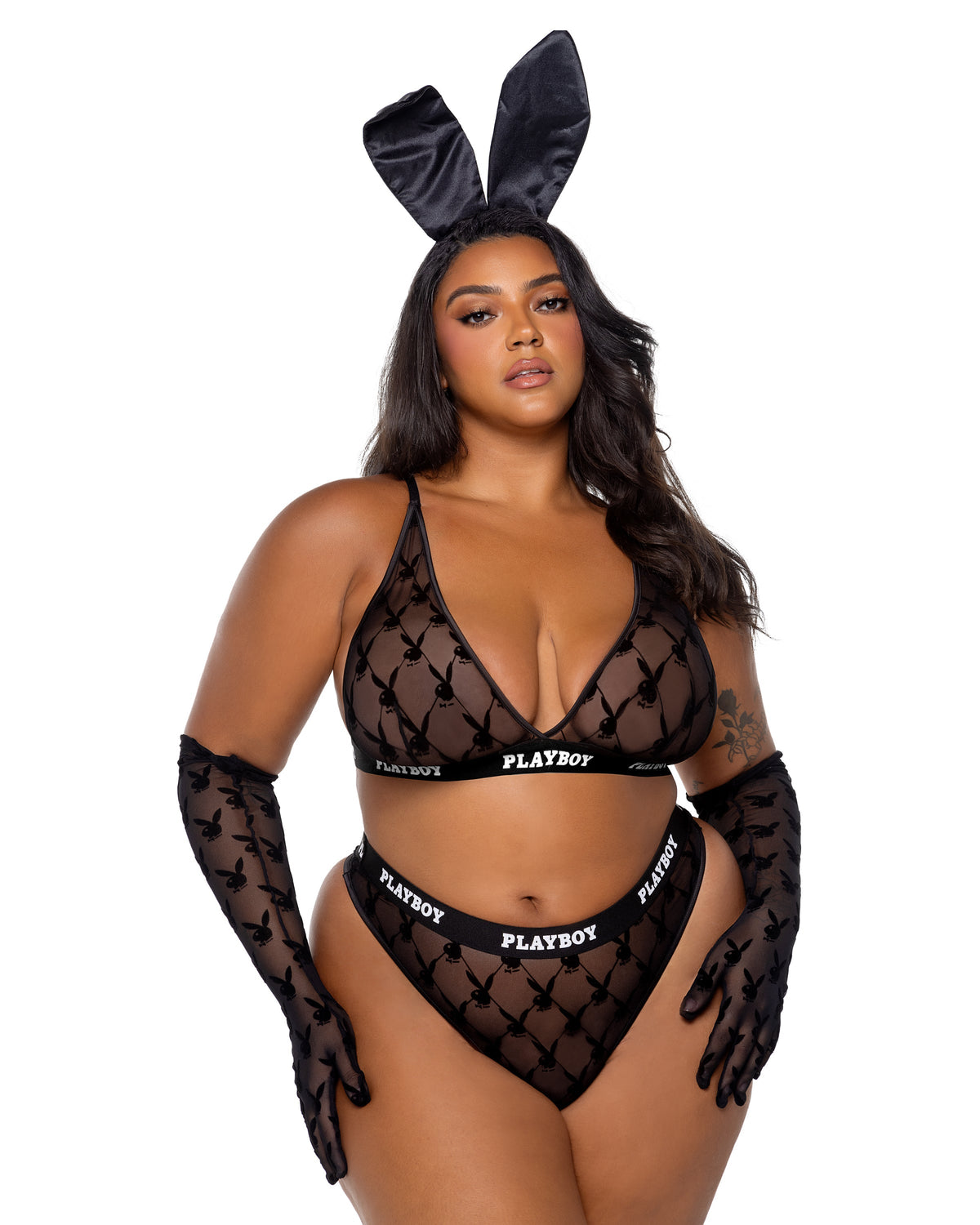 Flocked Bunny Bralette 2pc Set