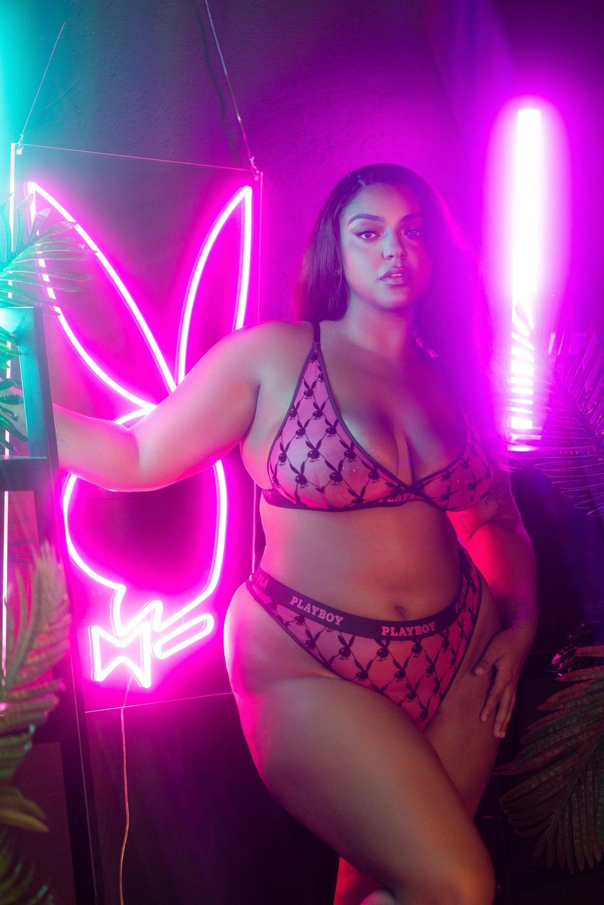 Flocked Bunny Bralette 2pc Set