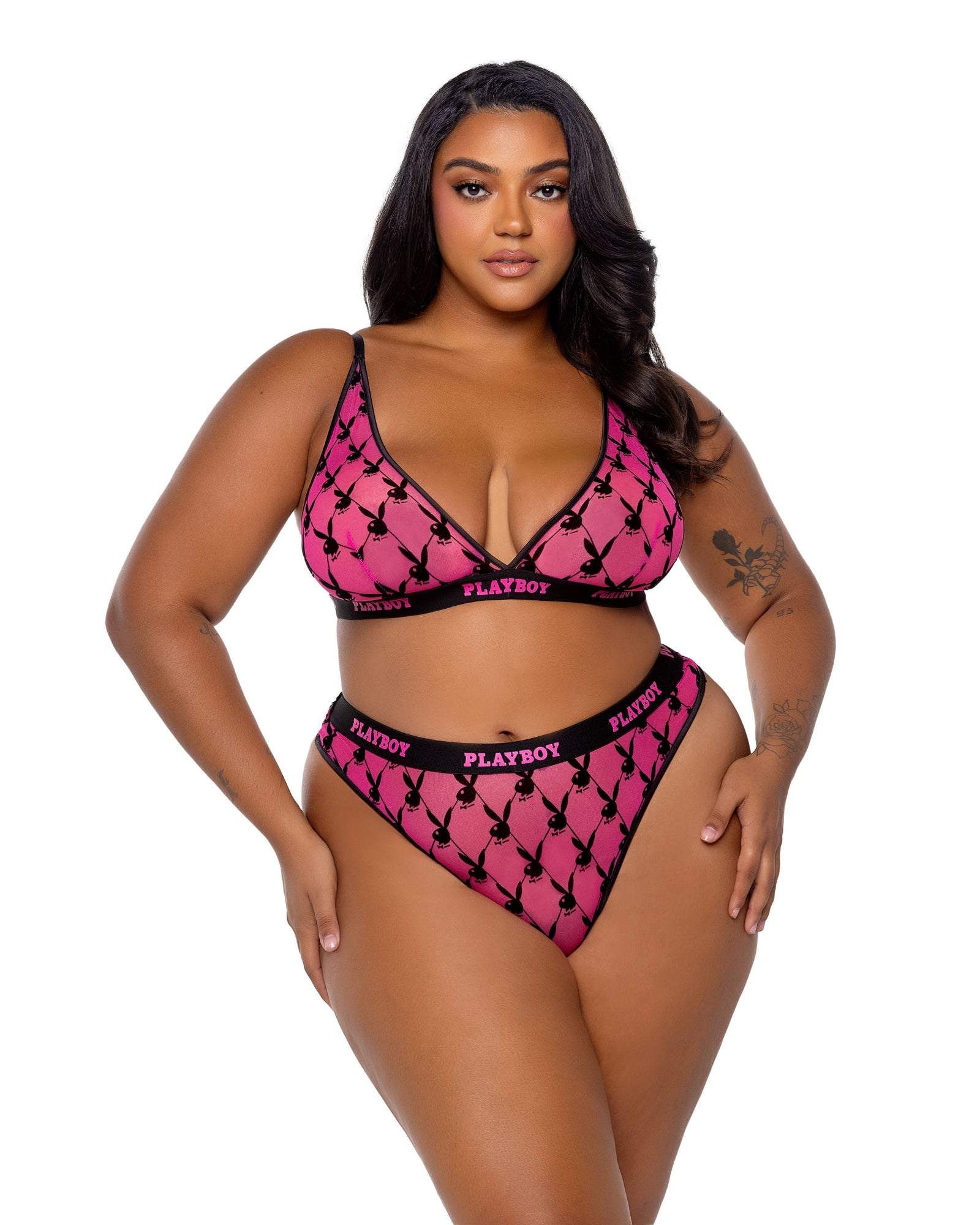 Flocked Bunny Bralette 2pc Set